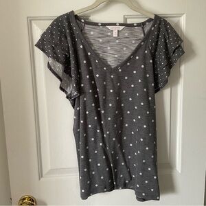 LC Lauren Conrad Flutter Sleeve Top, Size XL Extra Large